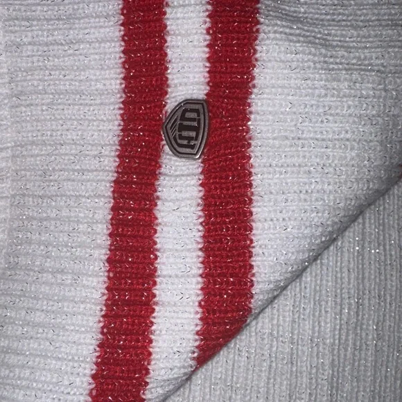 NHL Chicago Blackhawks  woman’s Red and White striped knit sparkle scarf - Picture 3 of 7